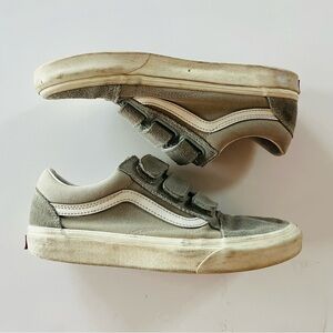 Vans Old Skool Velcro Sneakers in Light Grey/green